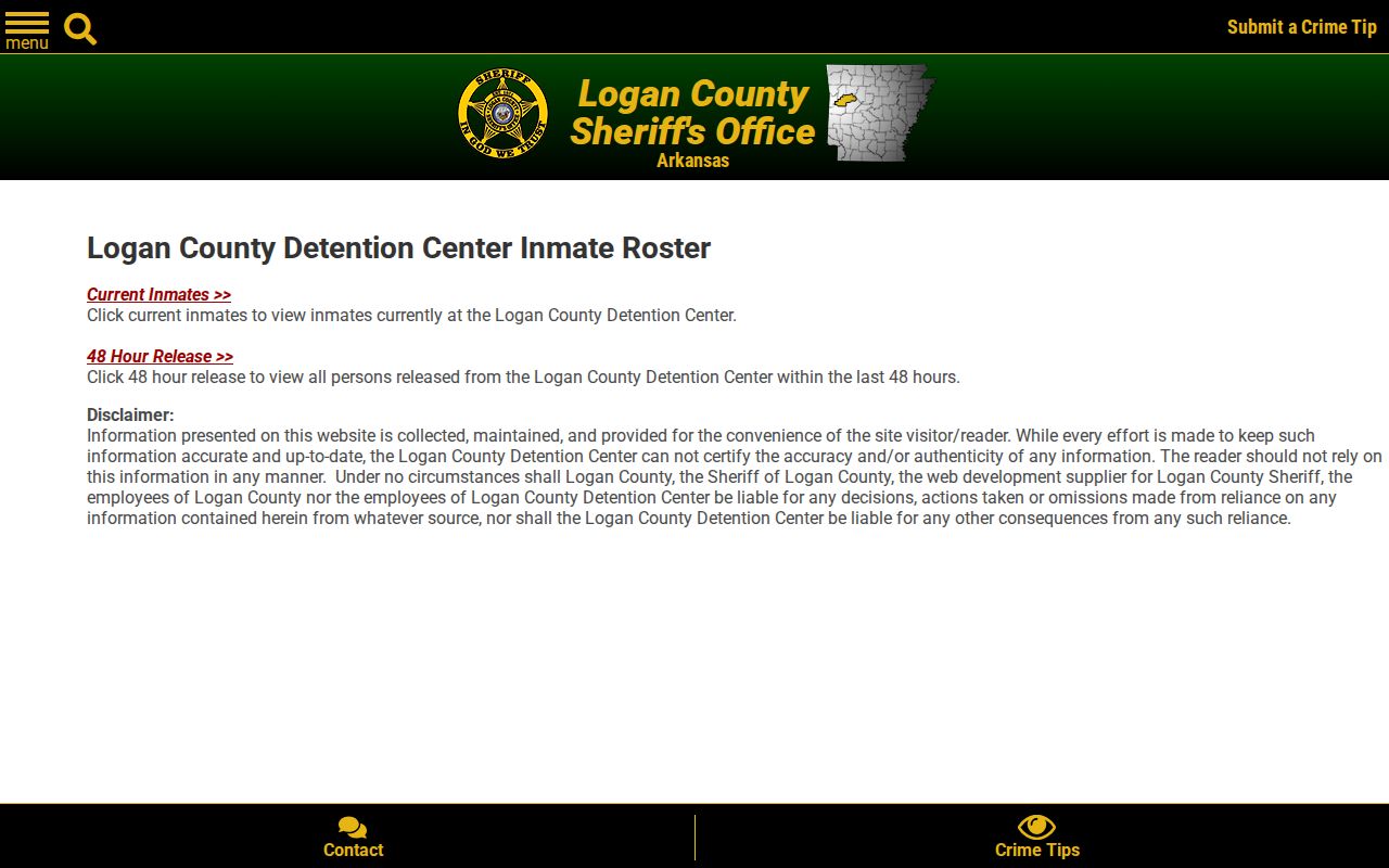 Logan County arrest records current and released roster choices