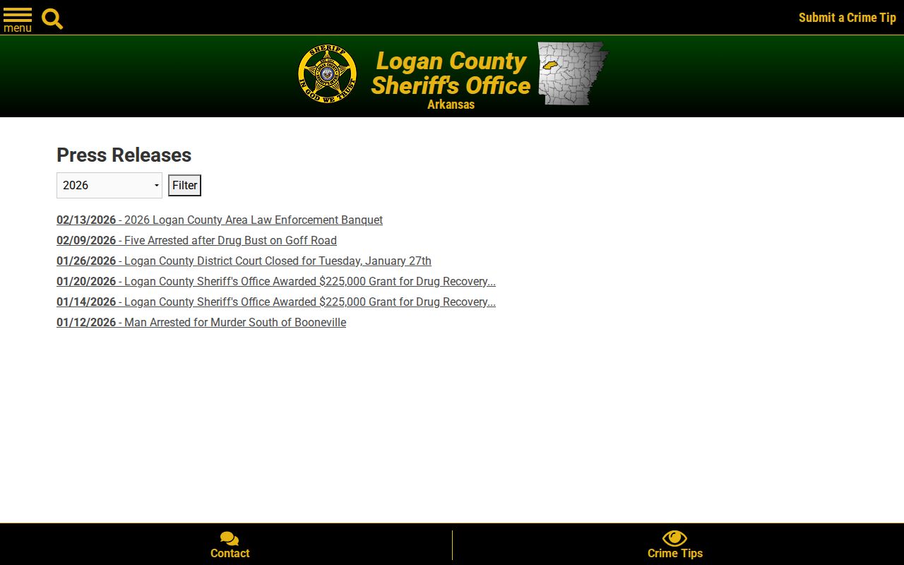 Logan County arrest notices sheriff press releases