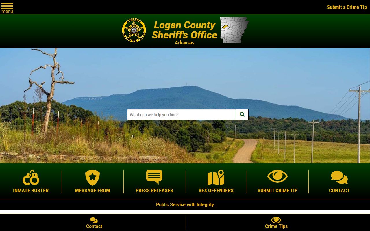 Logan County criminal history sheriff records homepage