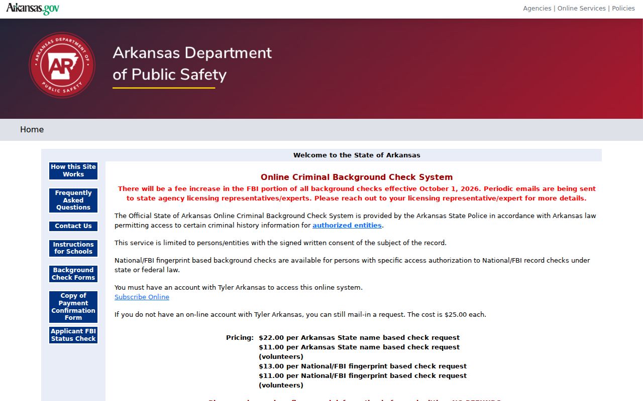 Logan County criminal history Arkansas background check portal